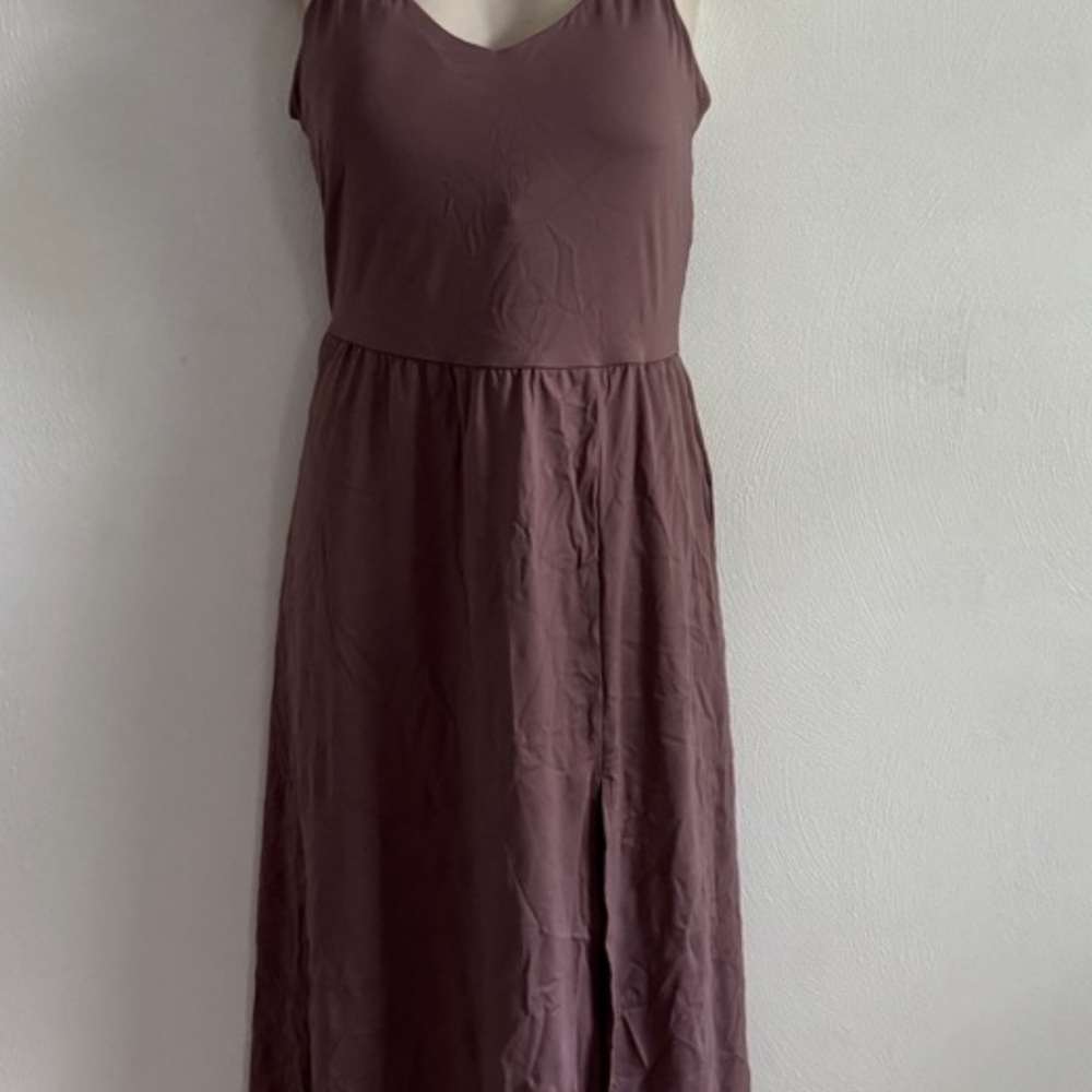 HALARA Purple brown Sundress Sleeveless V-Neck Midi
